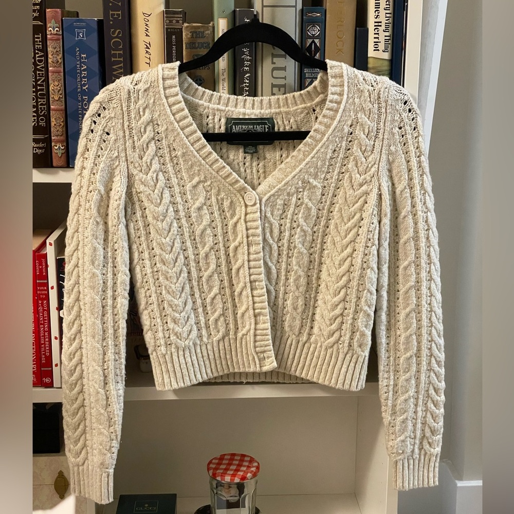 American Eagle Outfitters Cream Cardigan
